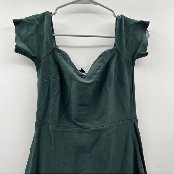 Lulus How Much I Care Dark Green Off-the-Shoulder Ruffle Hem Midi‎ Dress Sz S - Picture 4 of 12